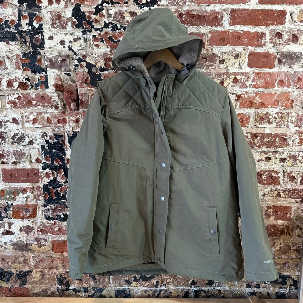 Berne Softstone Women's Sherpa lined Hooded Jacket burnt olive Green XL